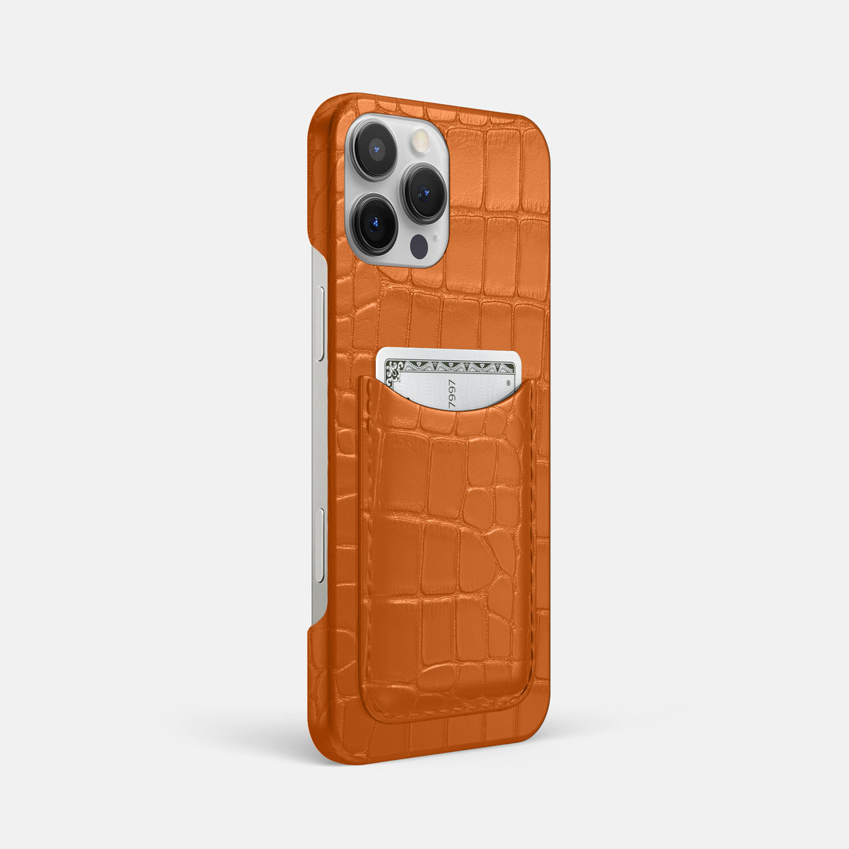 Orange iPhone 16 Pro Max Slim Card Case Alligator -2 | Orange