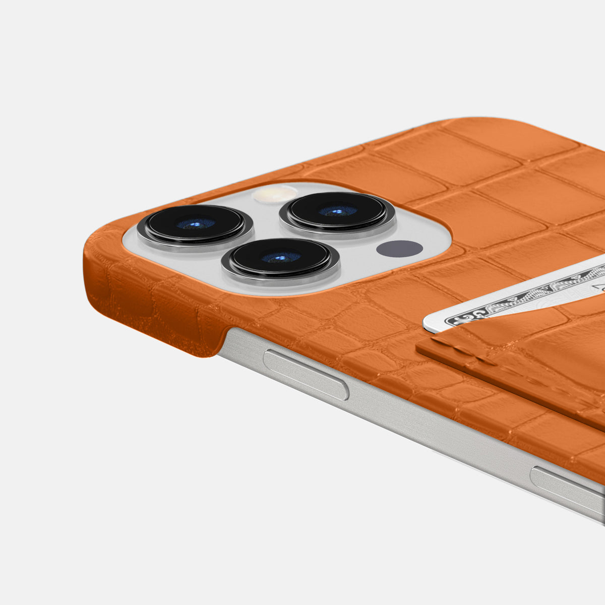 Orange iPhone 16 Pro Max Slim Card Case Alligator -5 | Orange