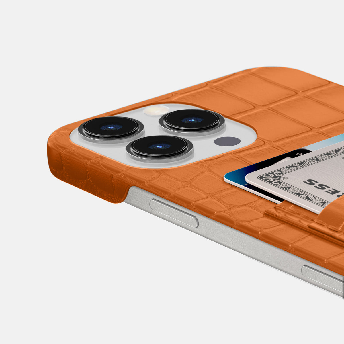 Orange iPhone 16 Pro Max Slim Double Card Case Alligator -5 | Orange