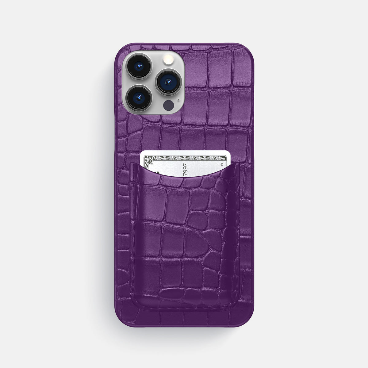 Purple iPhone 16 Pro Max Slim Card Case Alligator -1 | Purple