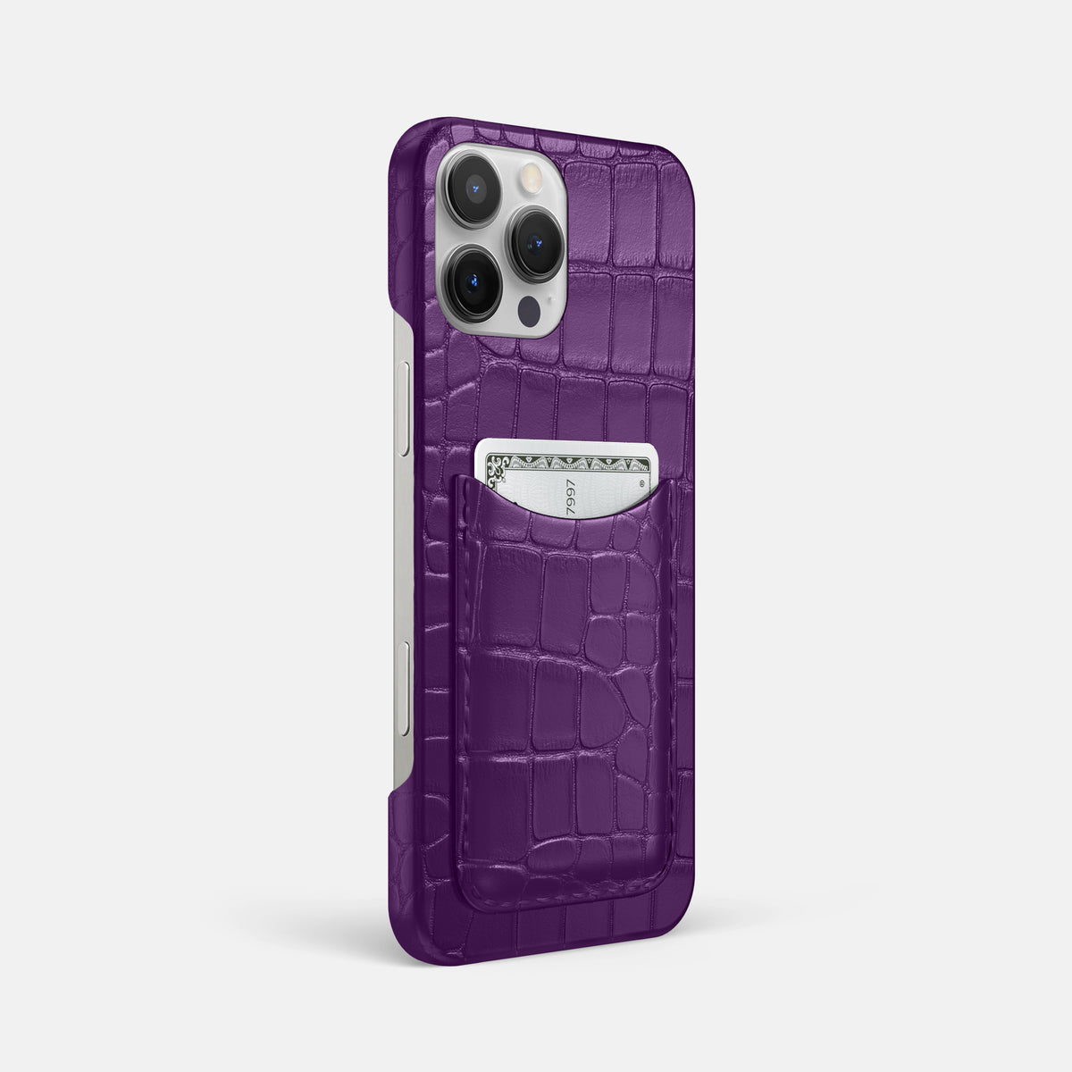 Purple iPhone 16 Pro Max Slim Card Case Alligator -2 | Purple