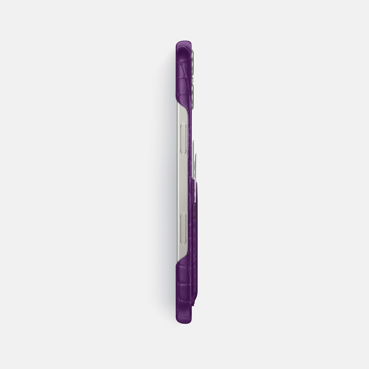 Purple iPhone 16 Pro Max Slim Double Card Case Alligator -3 | Purple