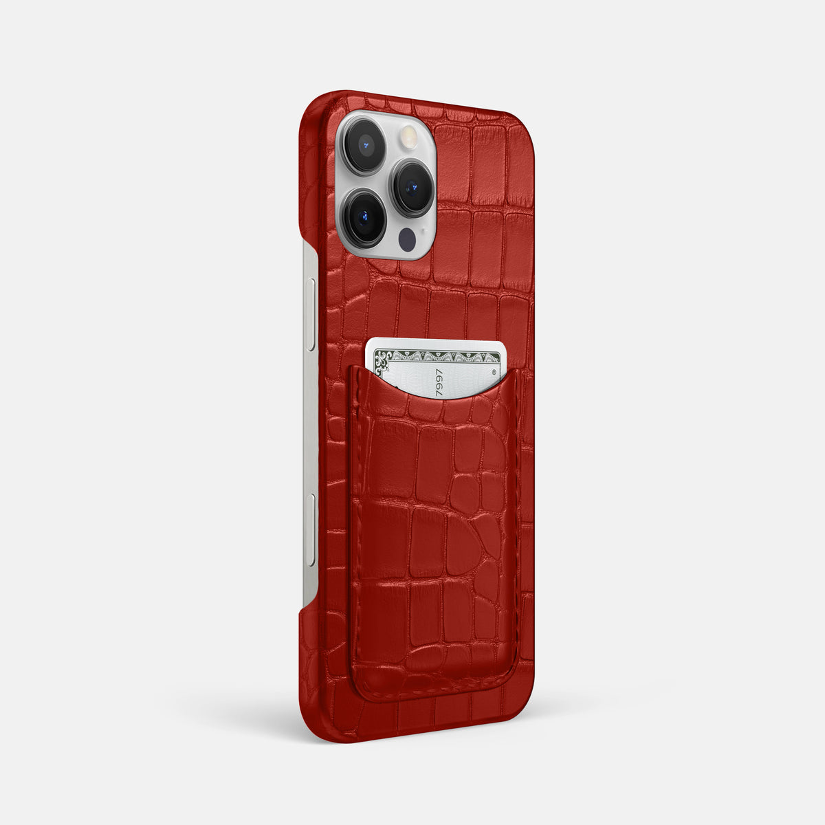 Red iPhone 16 Pro Max Slim Card Case Alligator -2 | Red