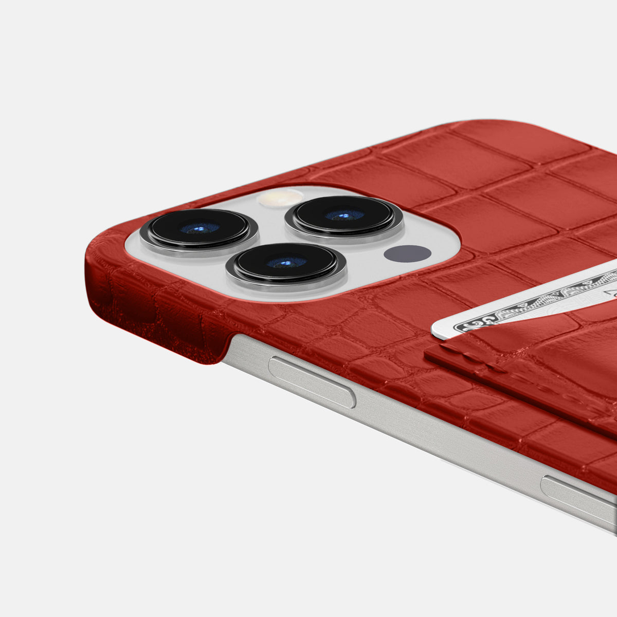 Red iPhone 16 Pro Max Slim Card Case Alligator -5 | Red