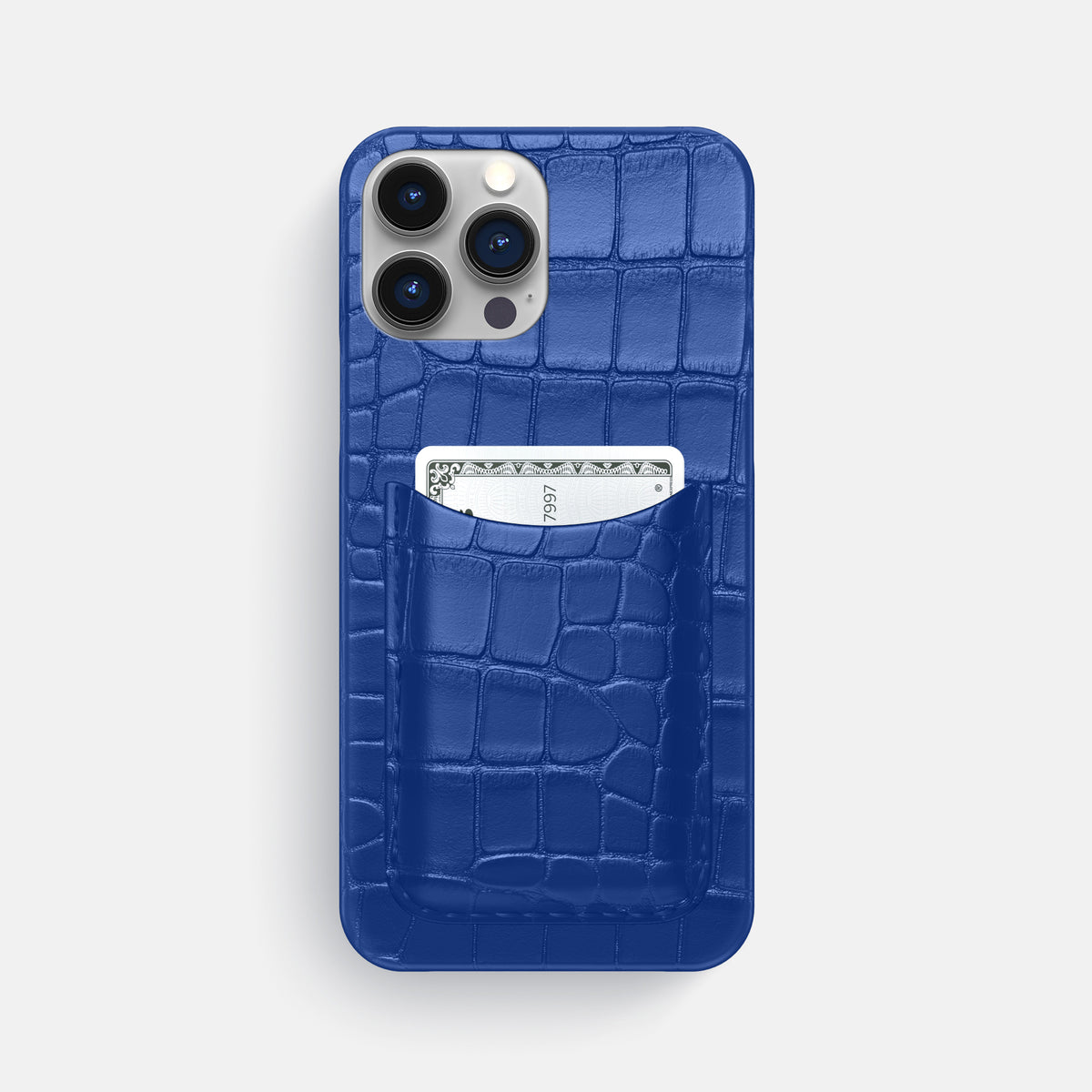 Royal Blue iPhone 16 Pro Max Slim Card Case Alligator -1 | Royal-Blue
