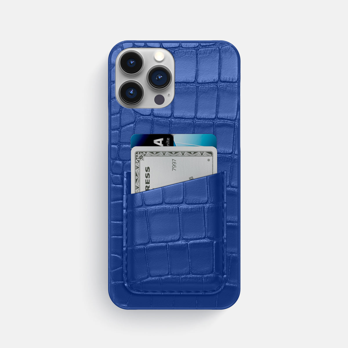 Royal Blue iPhone 16 Pro Max Slim Double Card Case Alligator -1 | Royal-Blue