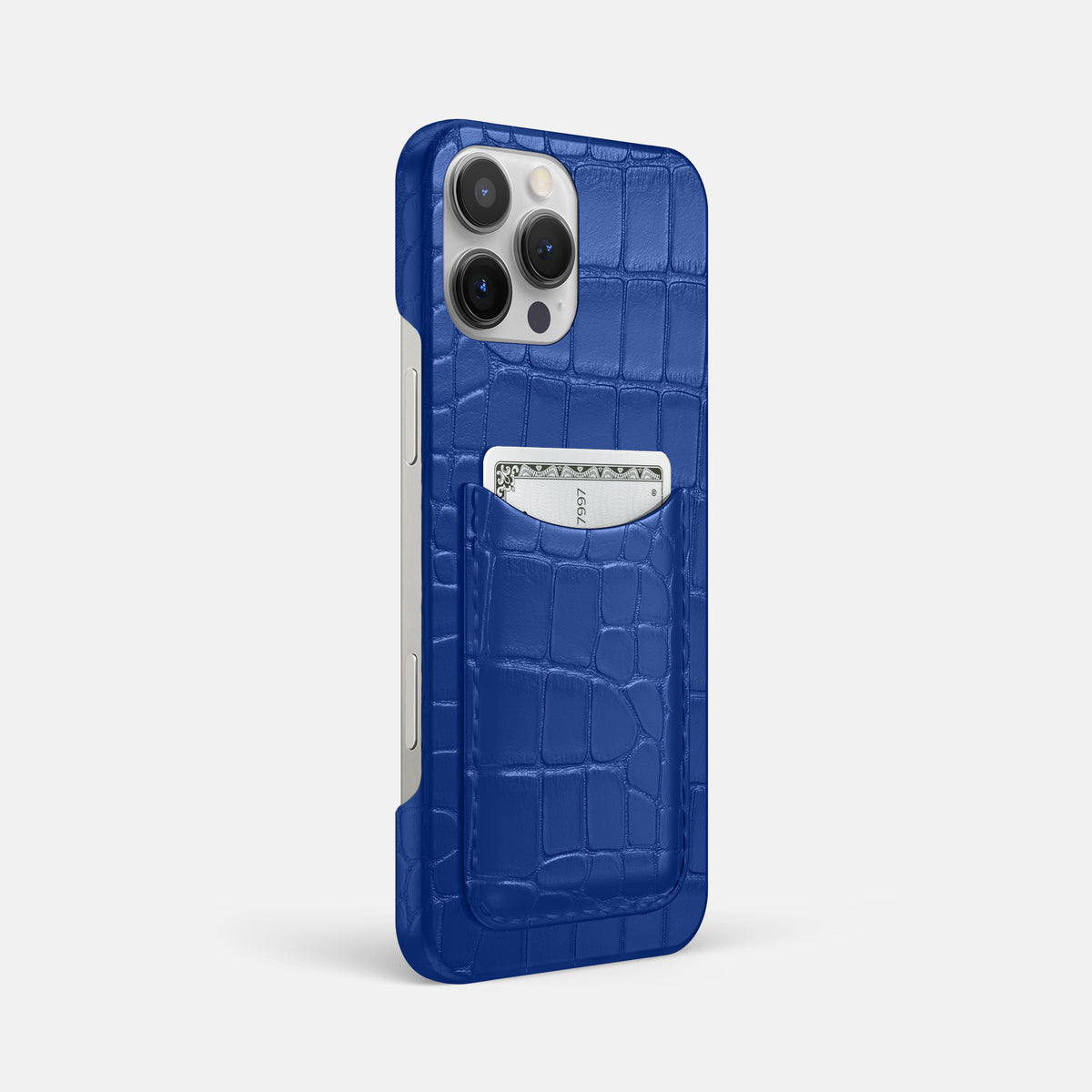 Royal Blue iPhone 16 Pro Max Slim Card Case Alligator -2 | Royal-Blue