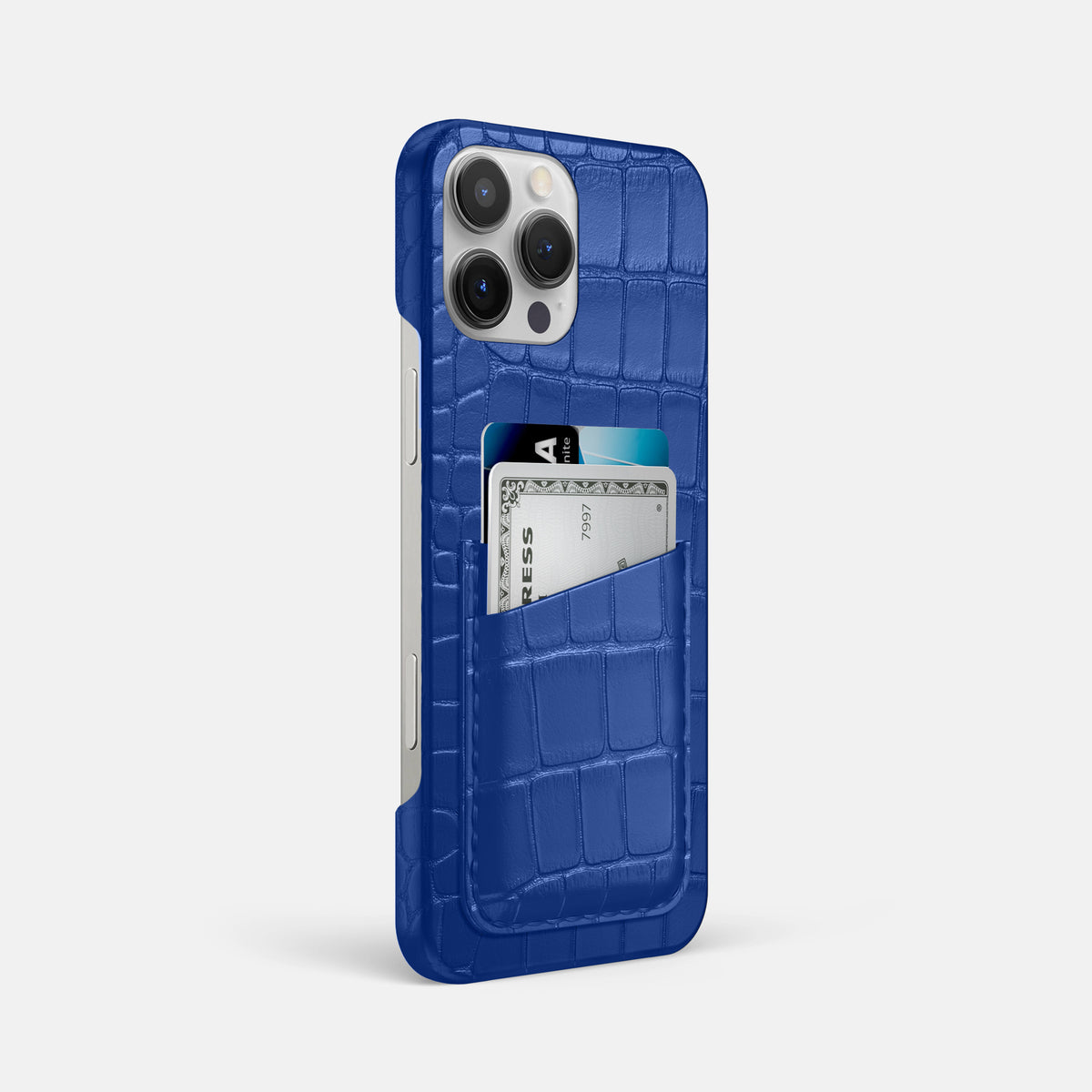 Royal Blue iPhone 16 Pro Max Slim Double Card Case Alligator -2 | Royal-Blue