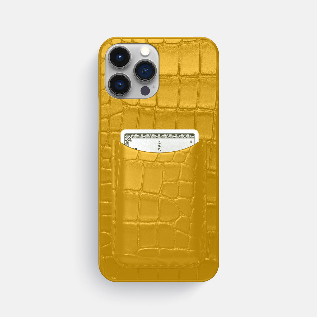 Yellow iPhone 16 Pro Max Slim Card Case Alligator -1 | Yellow