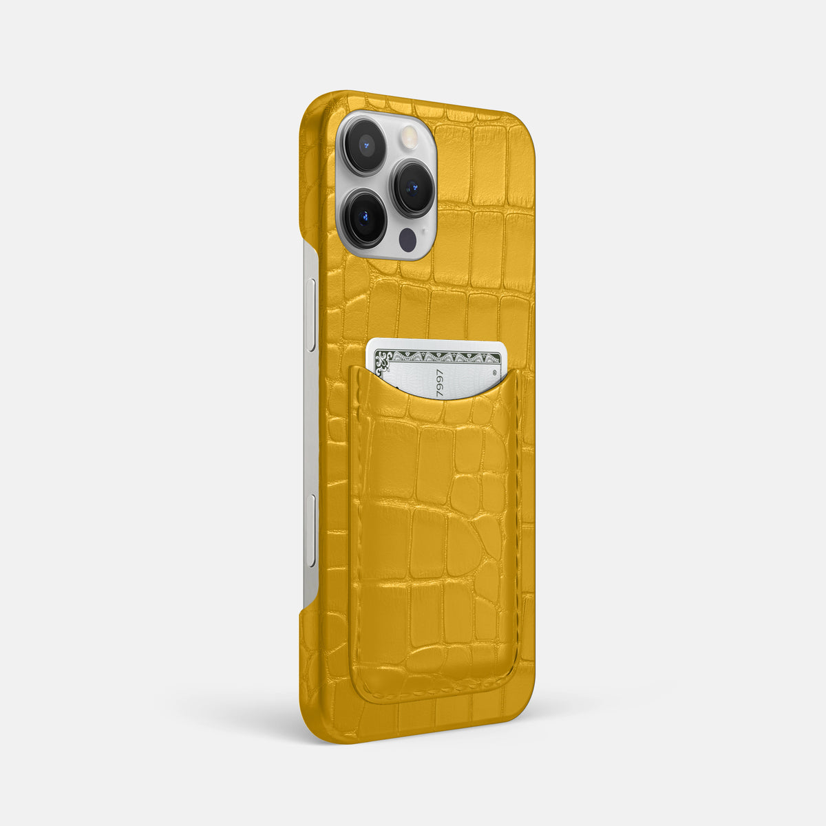 Yellow iPhone 16 Pro Max Slim Card Case Alligator -2 | Yellow