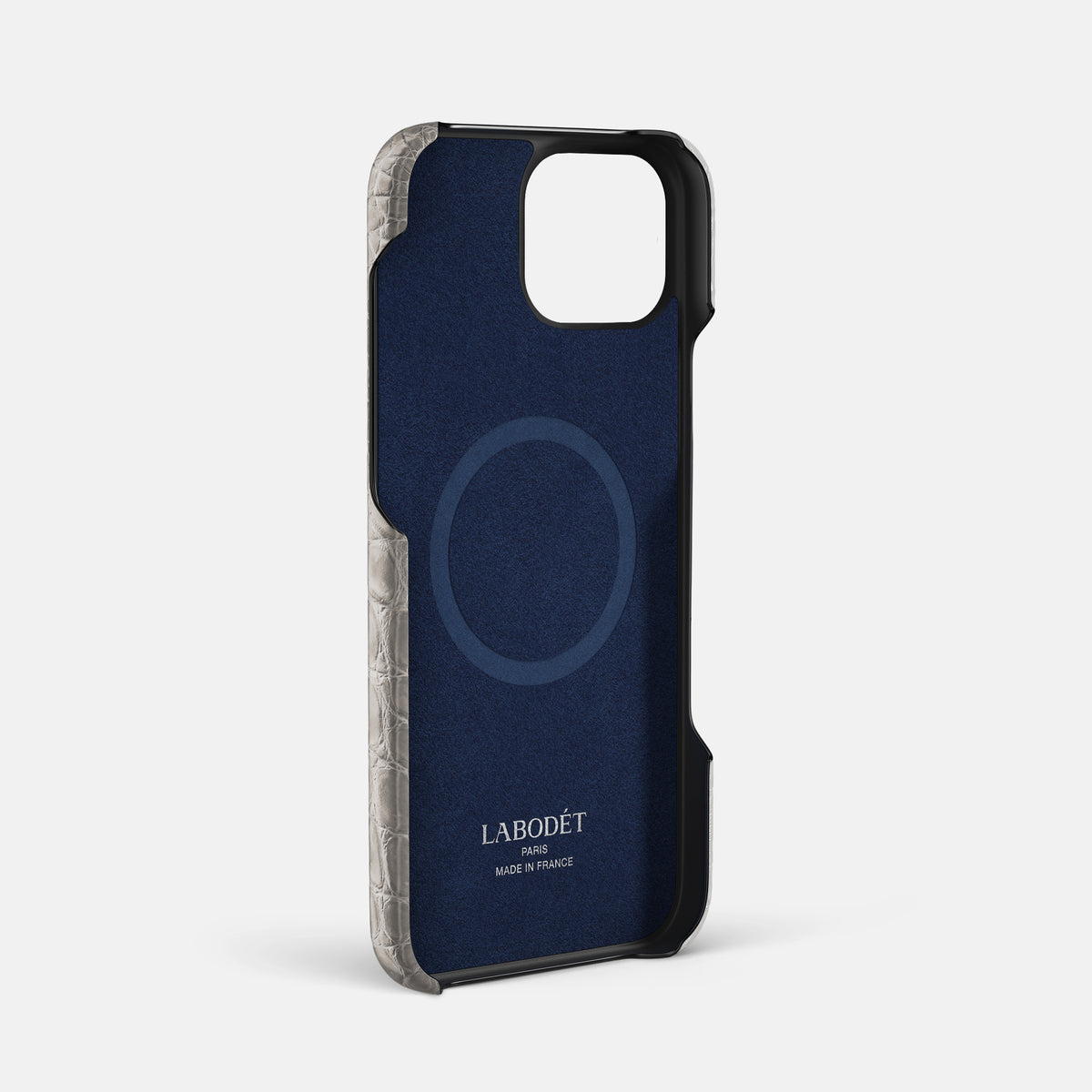 Grey iPhone 16 Pro Max Slim Double Card Case In Himalayan Crocodile -4 | Grey