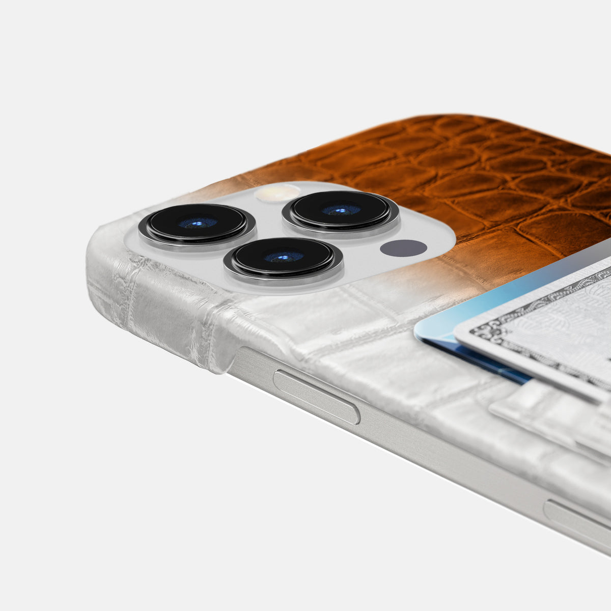 Orange iPhone 16 Pro Max Slim Double Card Case In Himalayan Crocodile -5 | Orange