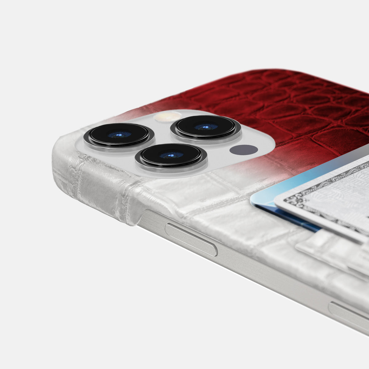 Red iPhone 16 Pro Max Slim Double Card Case In Himalayan Crocodile -5 | Red