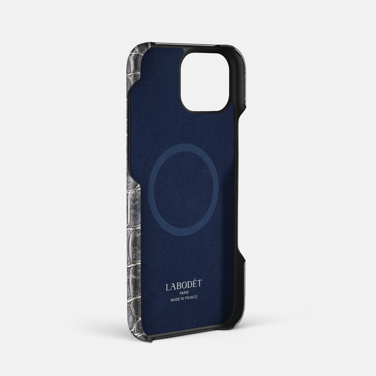 Silver iPhone 16 Pro Max Slim Double Card Case In Himalayan Crocodile -4 | Silver
