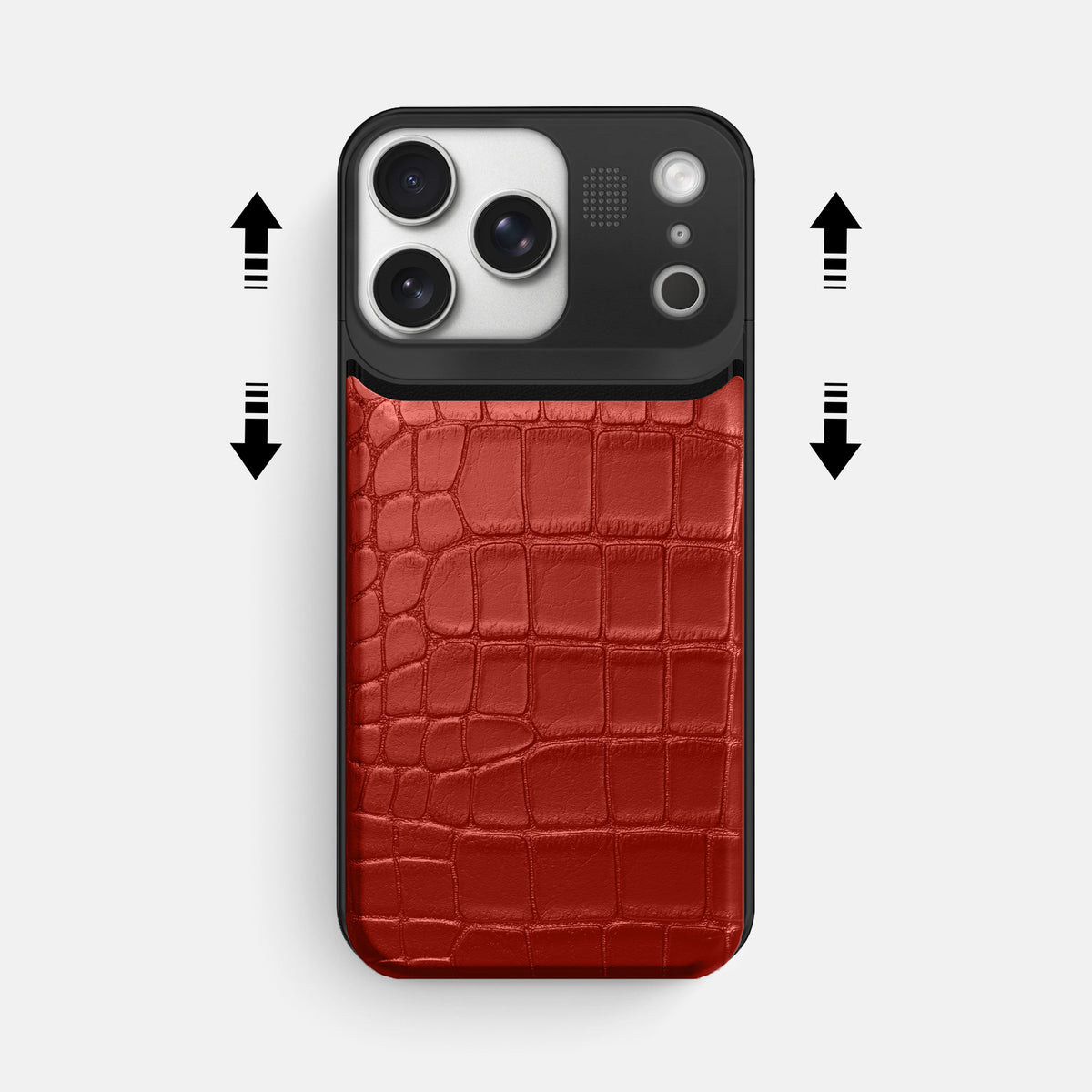 Metal Case For iPhone 17 Pro Max In Alligator -2 | Red-Black