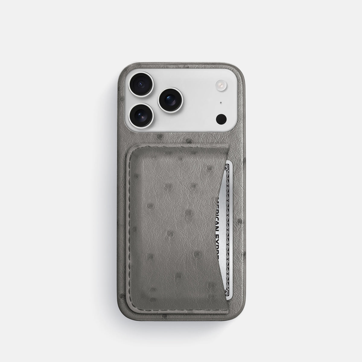 Slim Card Case For iPhone 17 Pro In Ostrich -1 | Grey