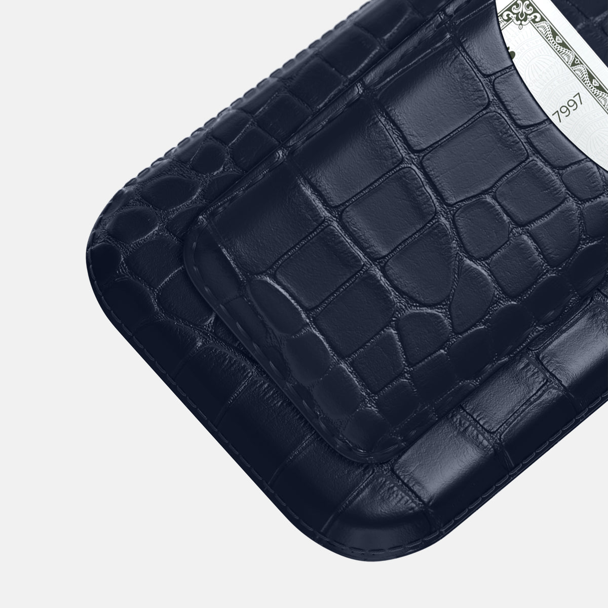 Pouch Card Case For iPhone 17 Pro Max In Alligator -3 | Navy-Blue