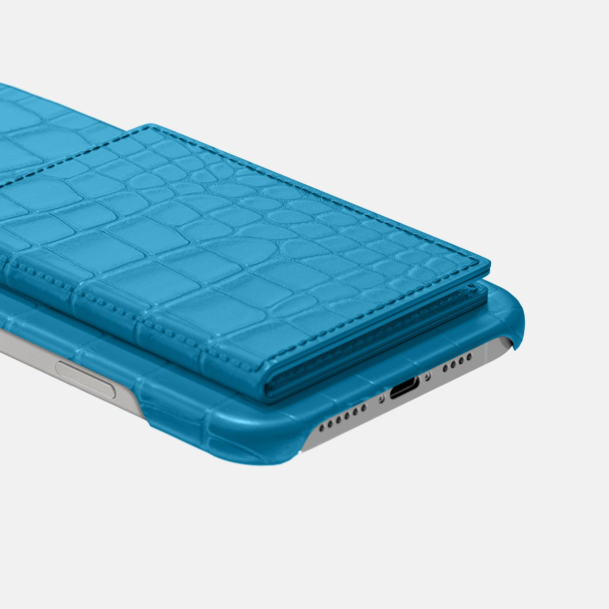 Bi-Fold Case For iPhone 18 Pro In Alligator -4 | Curaçao-Blue-Black