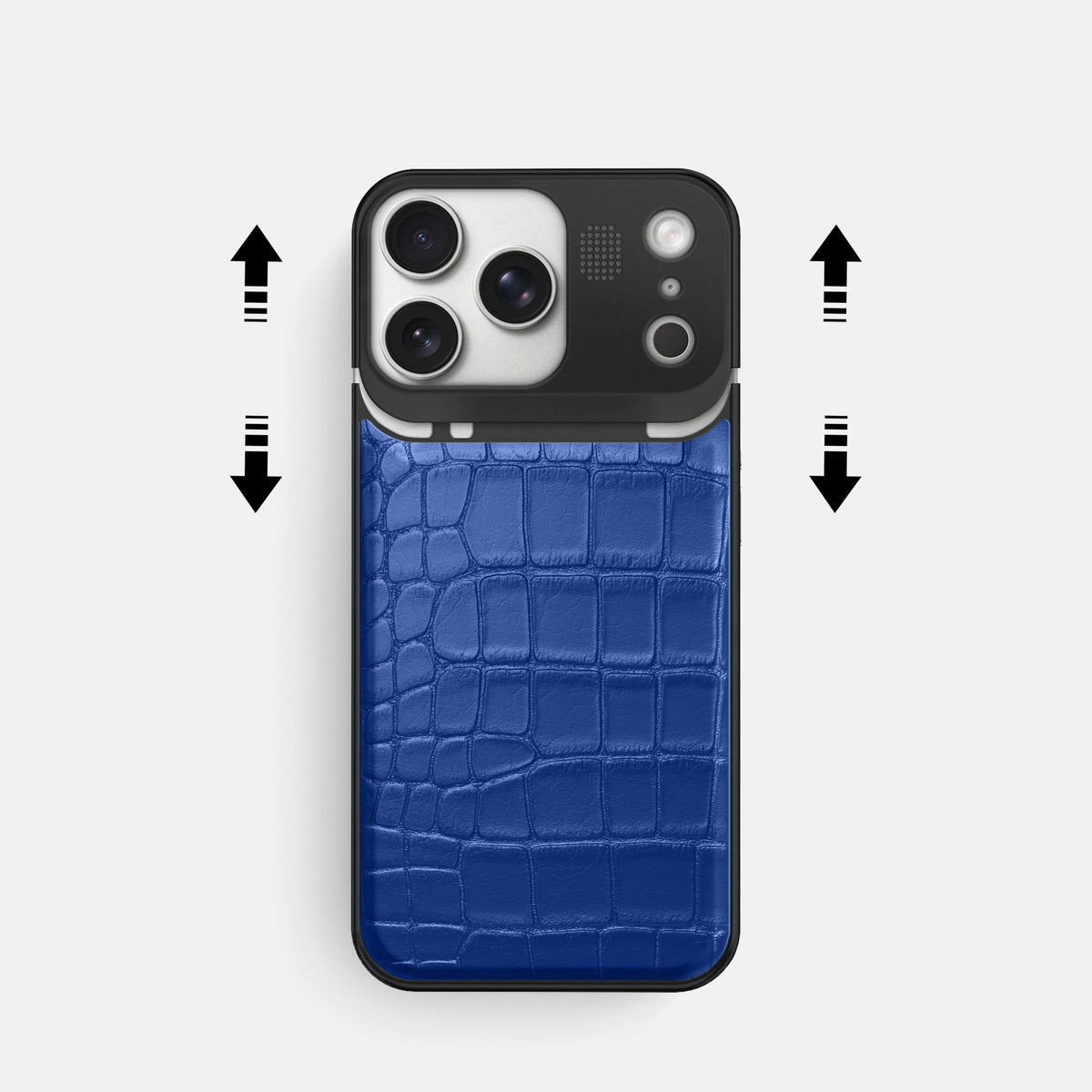 Metal Case For iPhone 18 Pro In Alligator -2 | Royal-Blue-Black