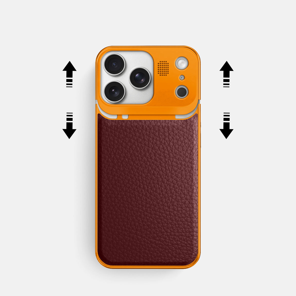 Metal Case For iPhone 17 Pro In Calf -2 | Bordeaux-Orange