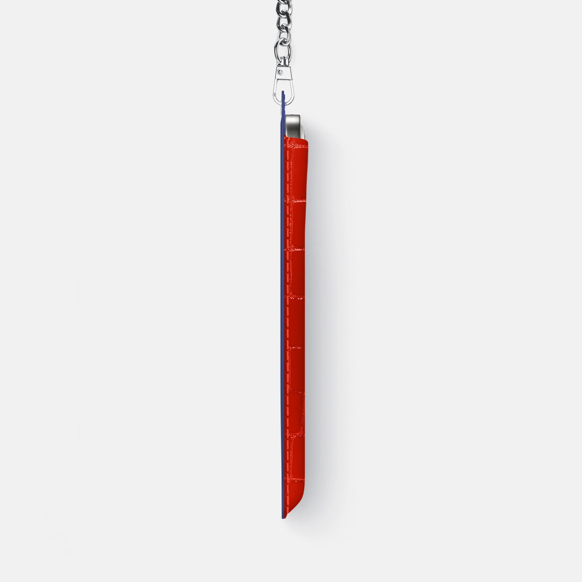Crossbody Bag For iPhone 18 Pro Max In Shiny Alligator -4 | Coral-Orange-Steel