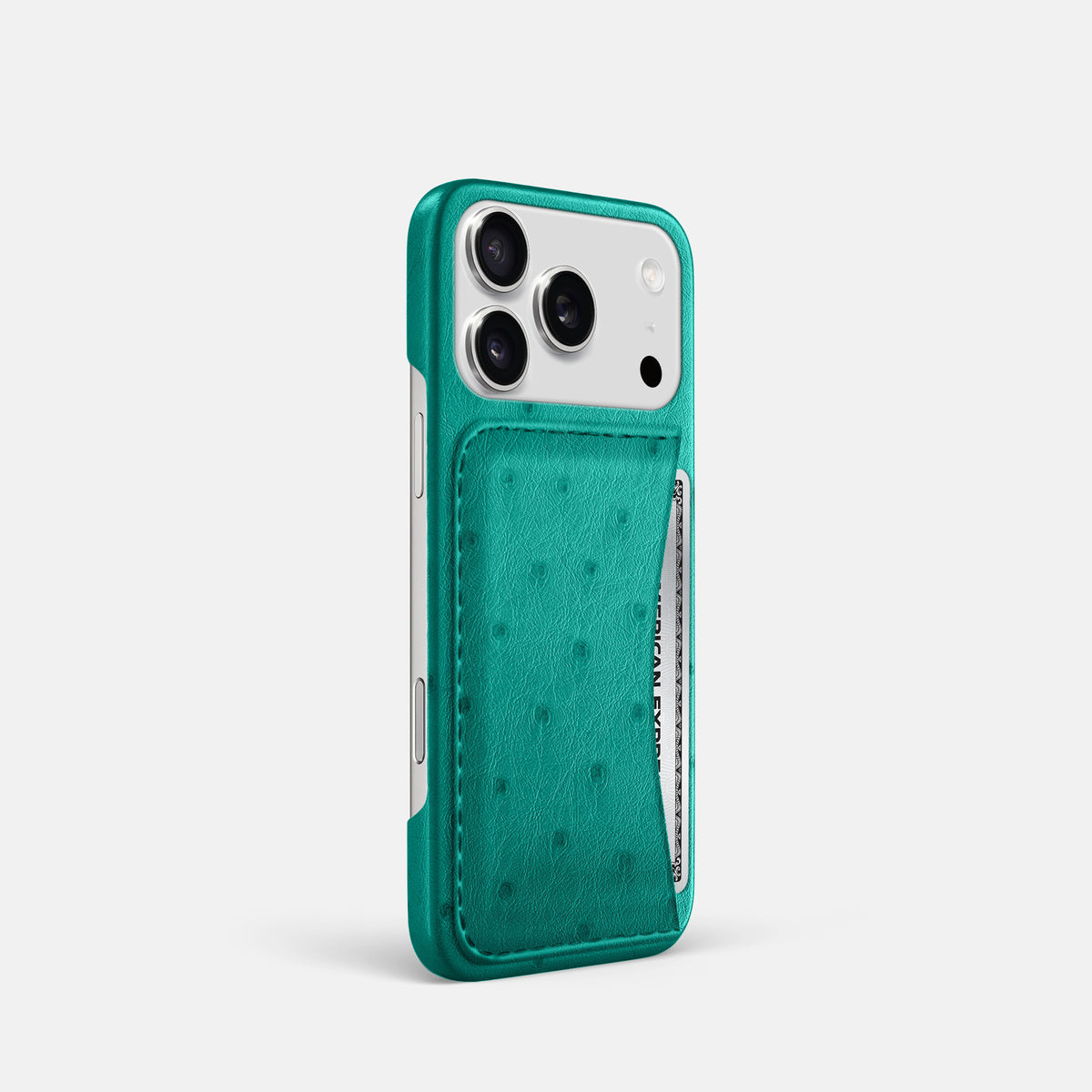 Slim Card Case For iPhone 17 Pro In Ostrich -2 | Turquoise