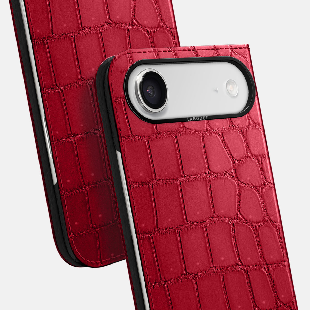 Folio Case For iPhone 17 Air In Porosus Crocodile -5 | Burgundy-Black