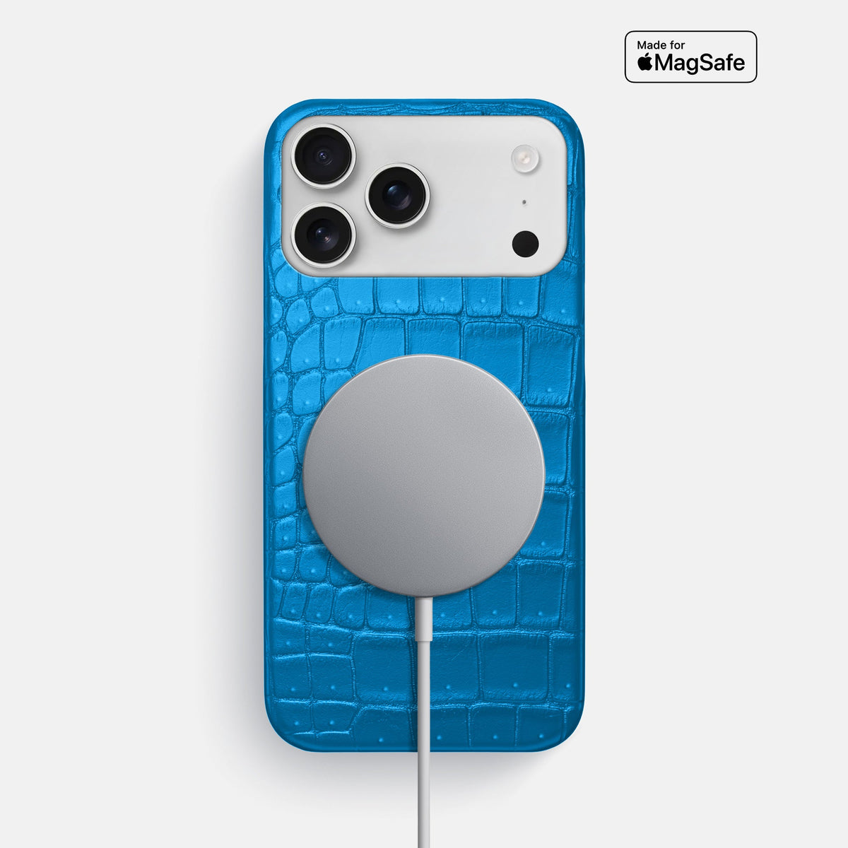Slim Case For iPhone 18 Pro Max In Porosus Crocodile -5 | Blue-Lagoon