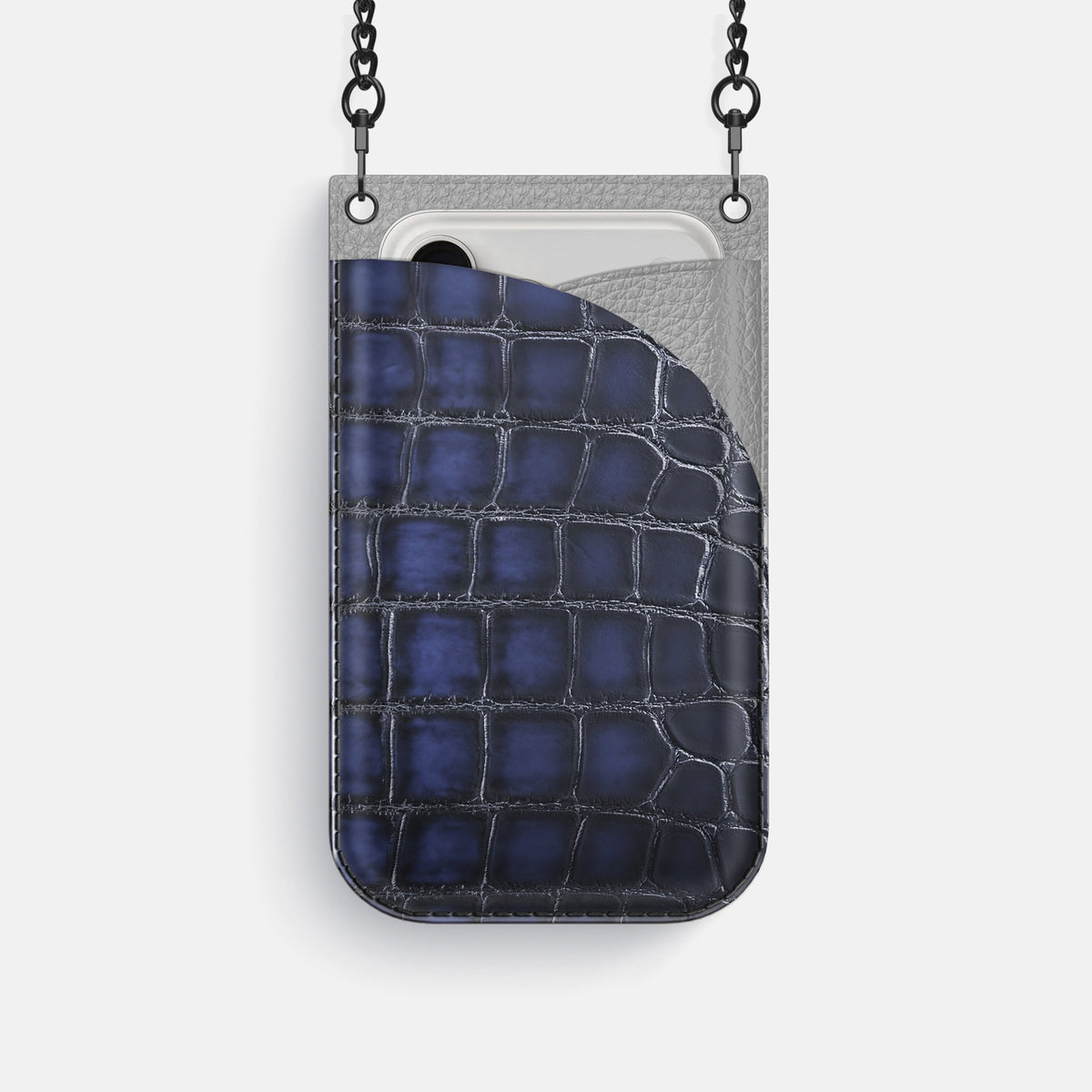 Crossbody Bag For iPhone 18 Pro In Patina Alligator -1 | Havana-Blue-Black