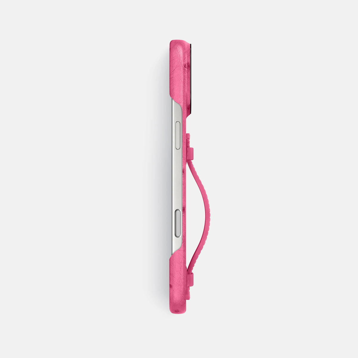 Center Handle For iPhone 17 Pro Max In Ostrich -2 | Pink-Black