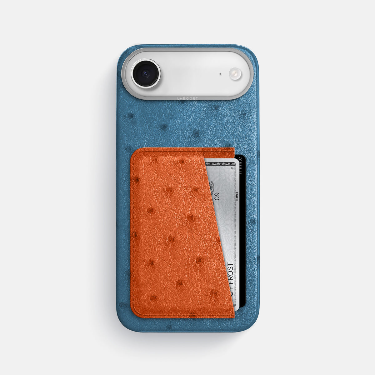 Double Card Case Coloré For iPhone 17 Air In Ostrich -1 | Blue-Jeans-Steel