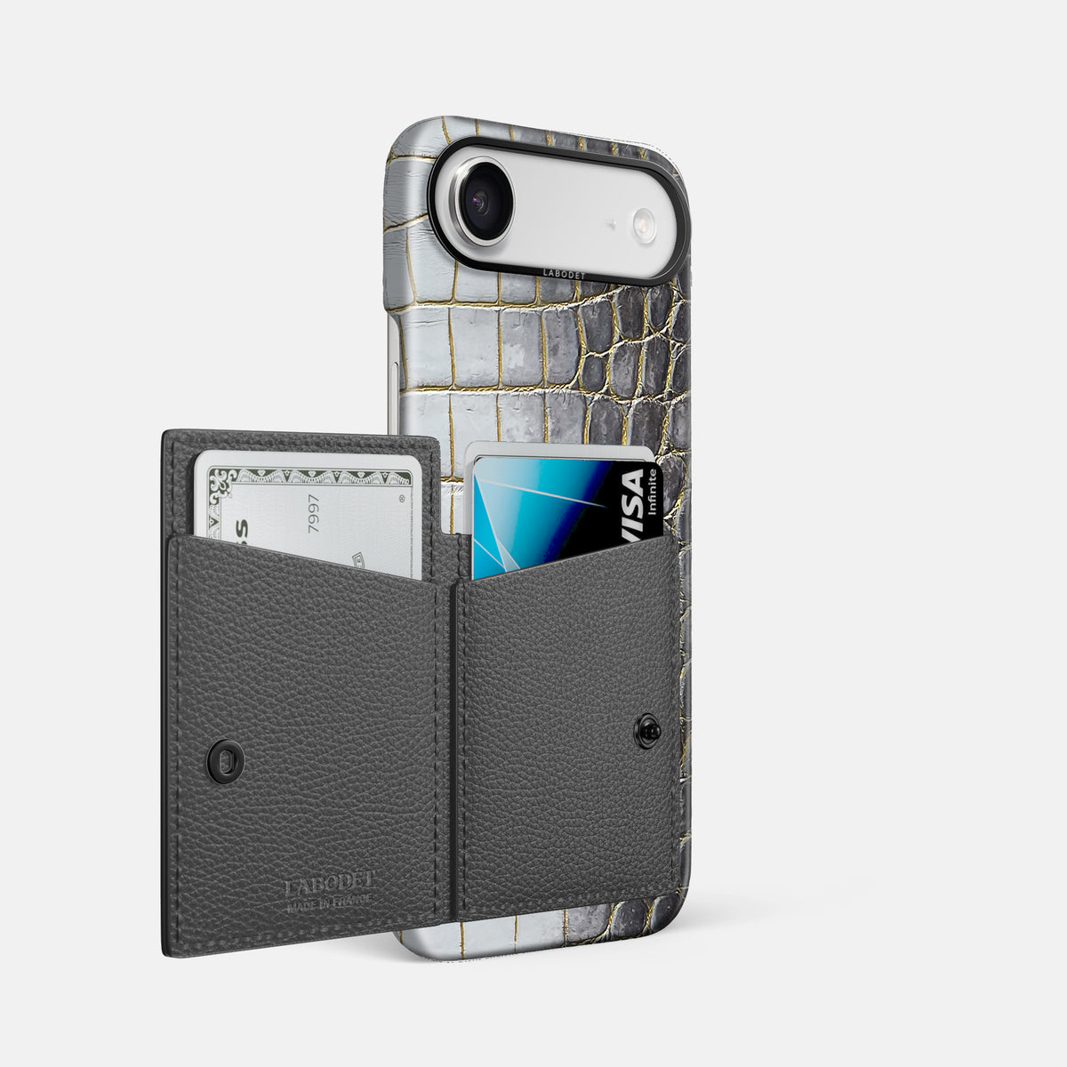 Bi-Fold Case For iPhone 17 Air In Himalayan Crocodile -2 | Gold-Black