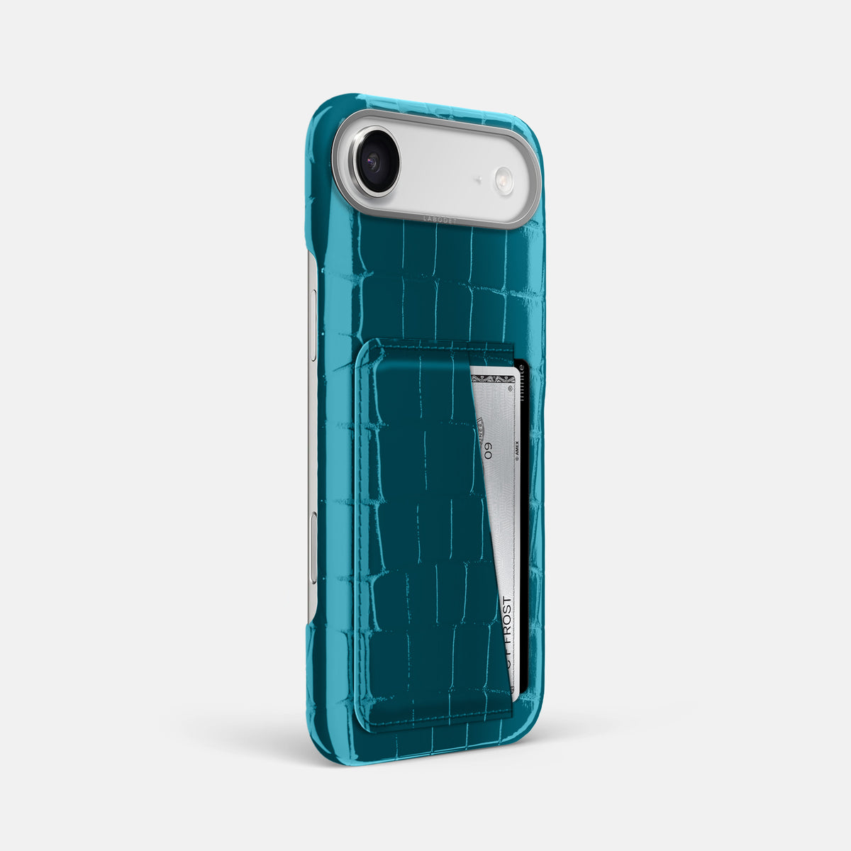 Double Card Case For iPhone 17 Air In Shiny Alligator -2 | Curacao-Steel