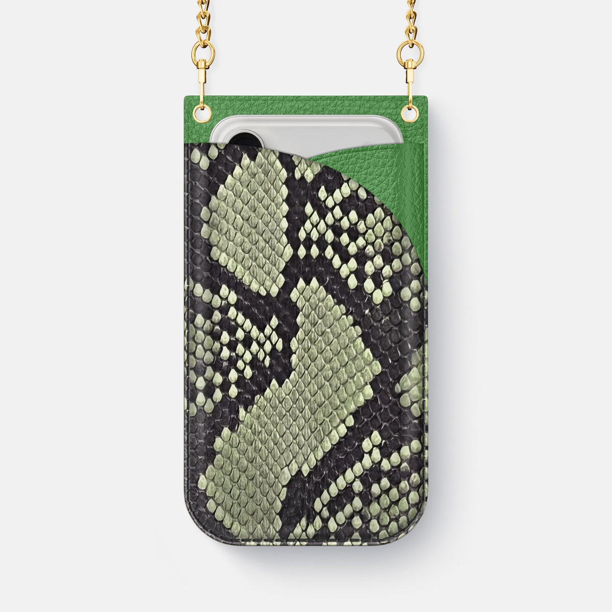 Crossbody Bag For iPhone 18 Pro Max In Deluxe Python -1 | Army-Green-Gold
