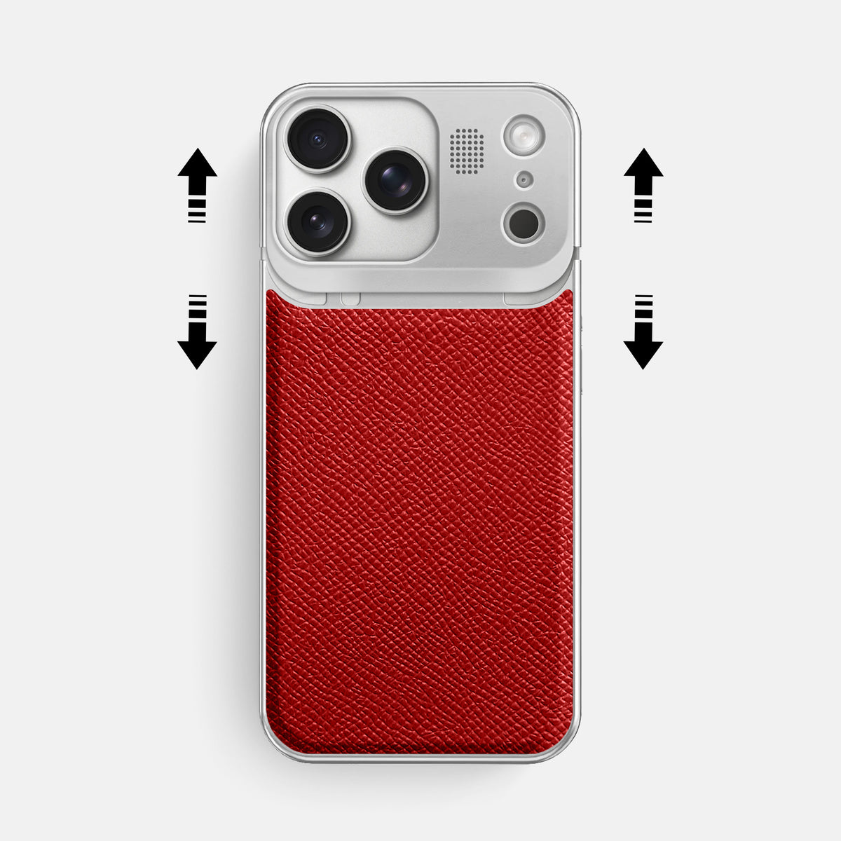 Metal Case For iPhone 17 Pro Max In Epsom-Style Calf -2 | Red-Steel