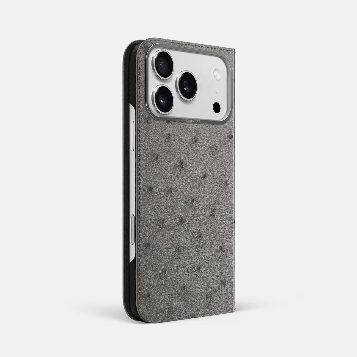 Folio Case For iPhone 17 Pro Max In Ostrich -1 | Grey-Steel