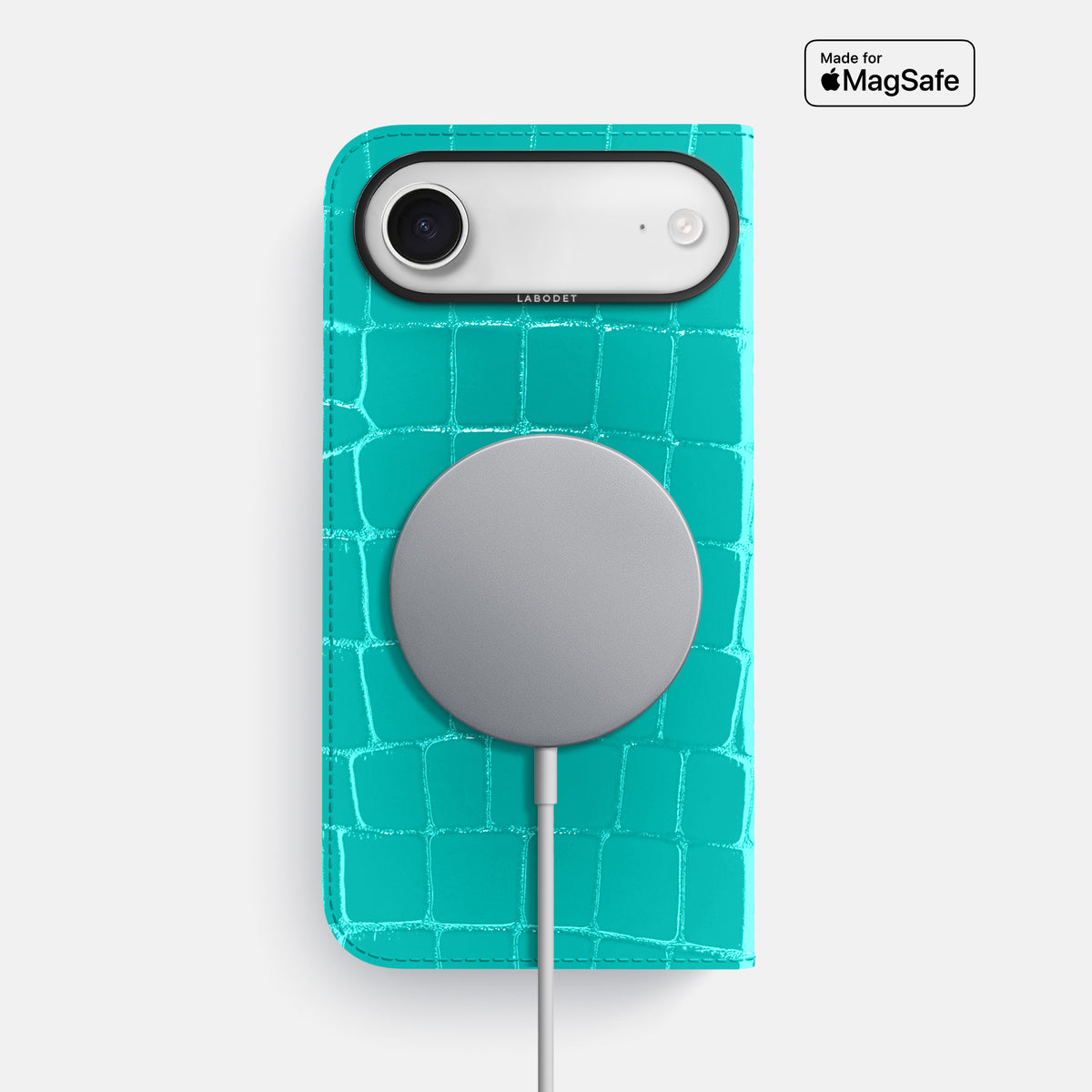 Folio Case For iPhone 17 Air In Shiny Alligator -3 | Mint-Black