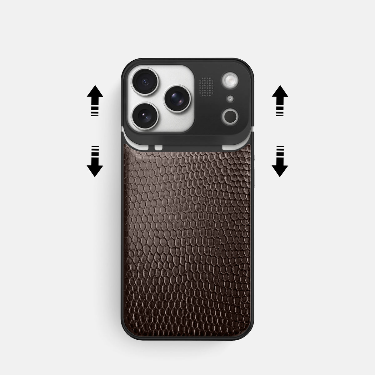 Metal Case For iPhone 17 Pro In Lizard -2 | Brown-Black