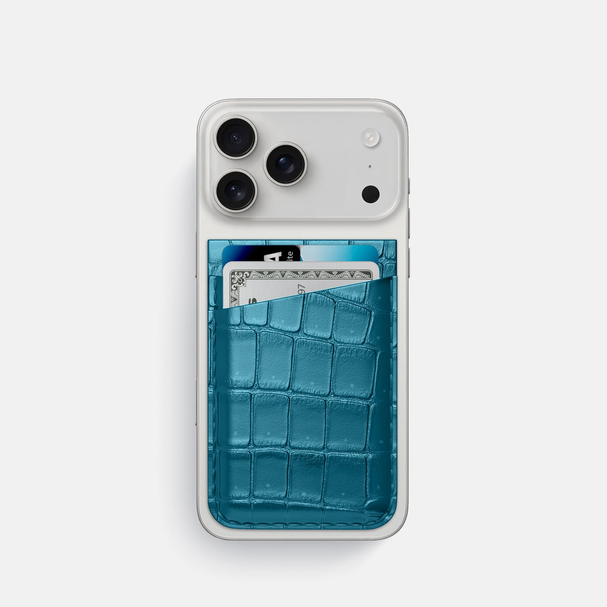 MagSafe Wallet For iPhone 17 Pro In Porosus Crocodile -1 | Turquoise