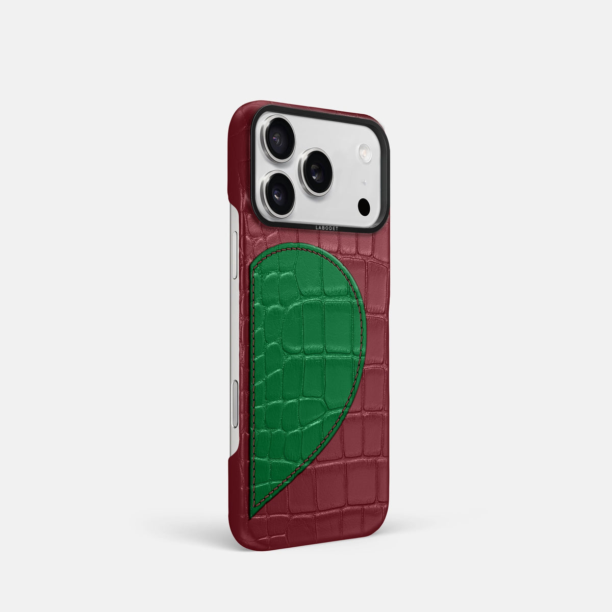 Classic Case With Half Heart - Right For iPhone 18 Pro In Alligator -2 | Burgundy-Black