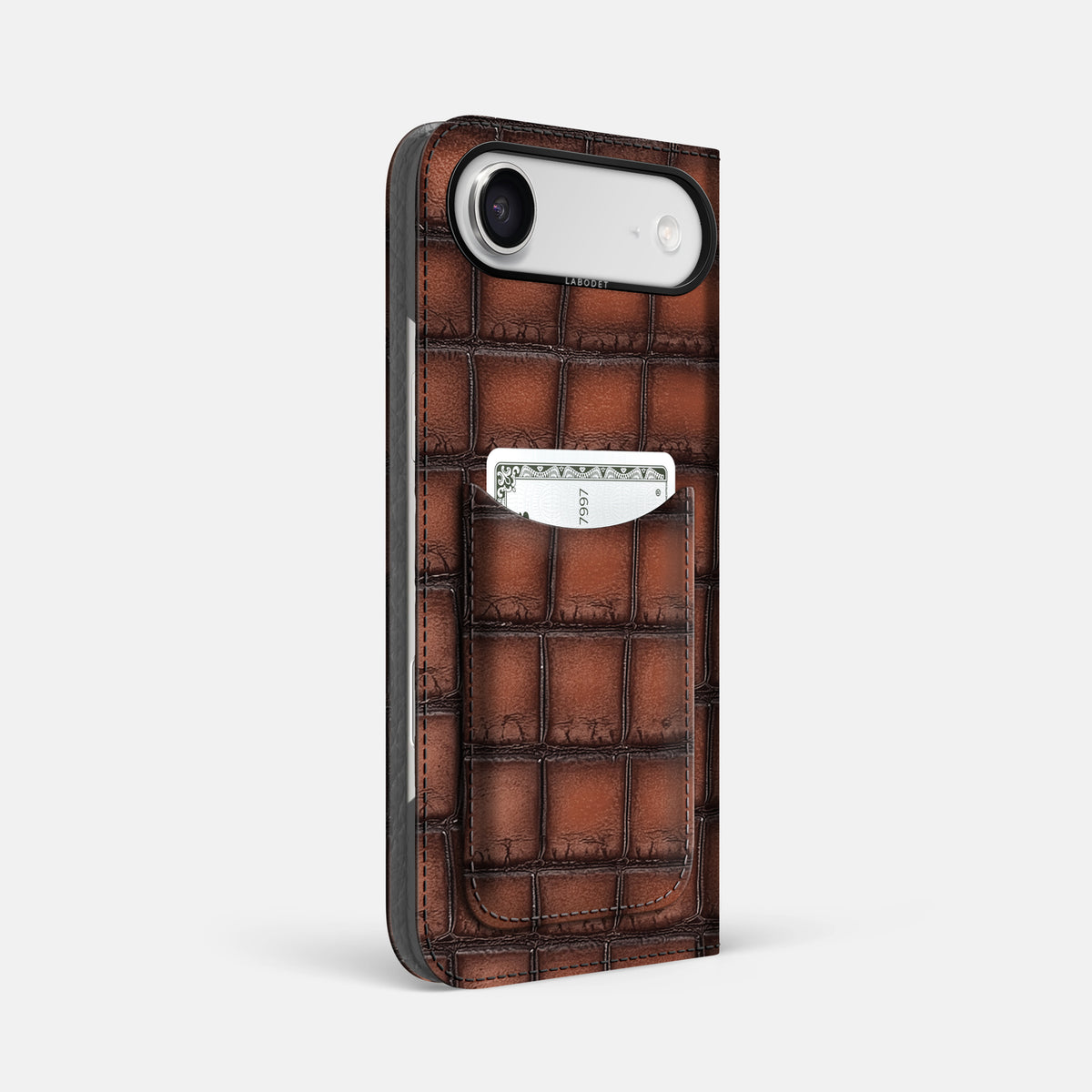 Folio Case with Card For iPhone 17 Air In Patina Alligator -1 | Baobab-Black