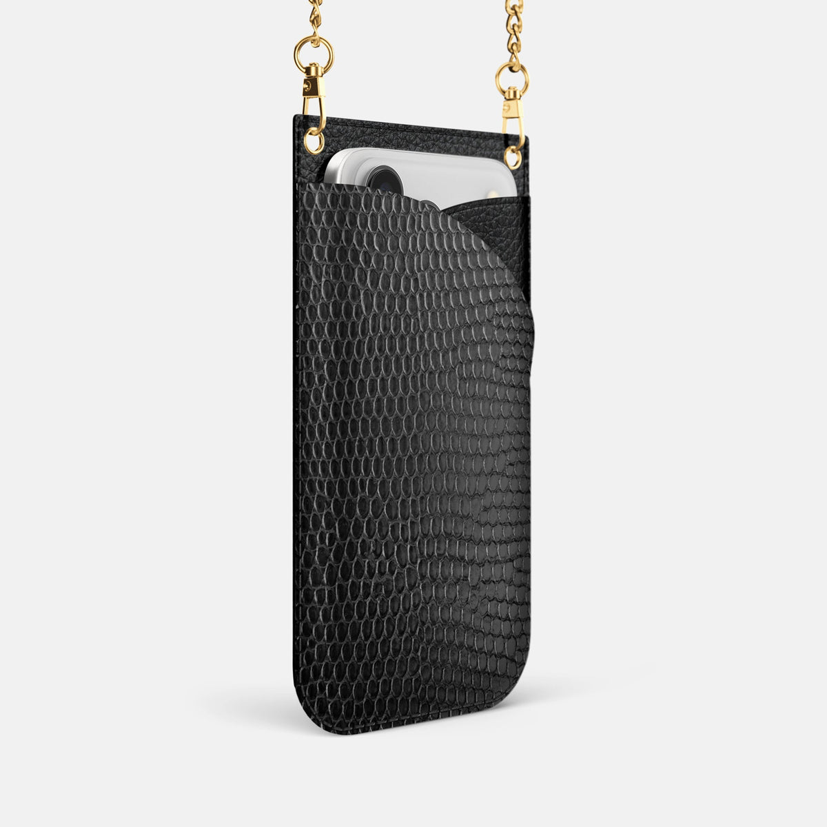 Crossbody Bag For iPhone 18 Pro In Lizard -2 | Black-Gold