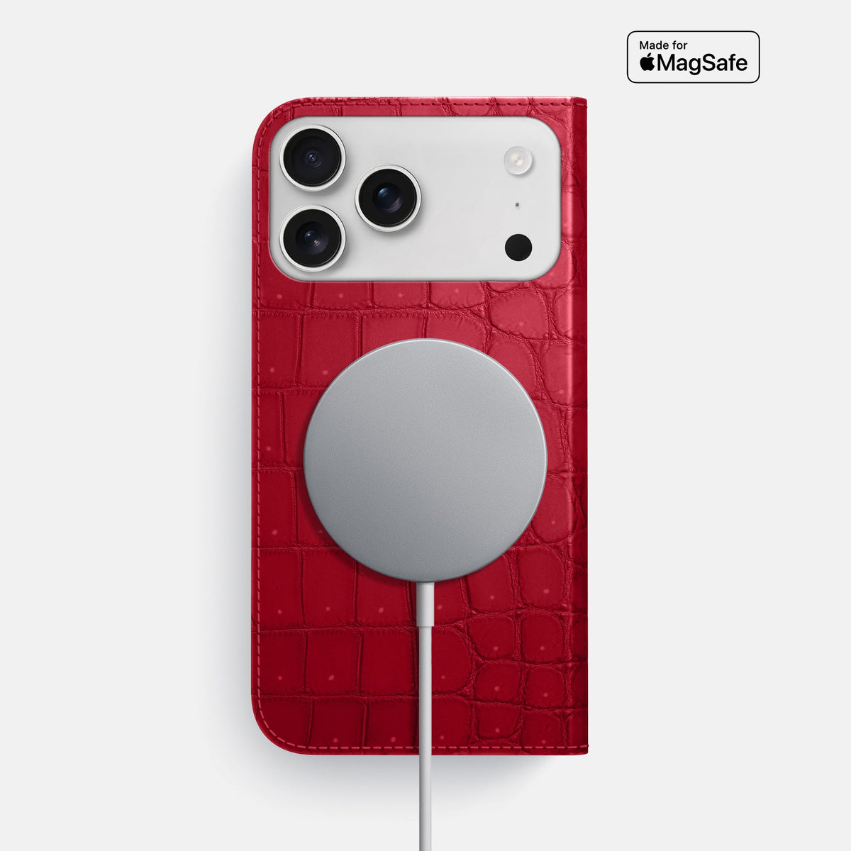Folio Slim Case For iPhone 18 Pro Max In Porosus Crocodile -3 | Burgundy