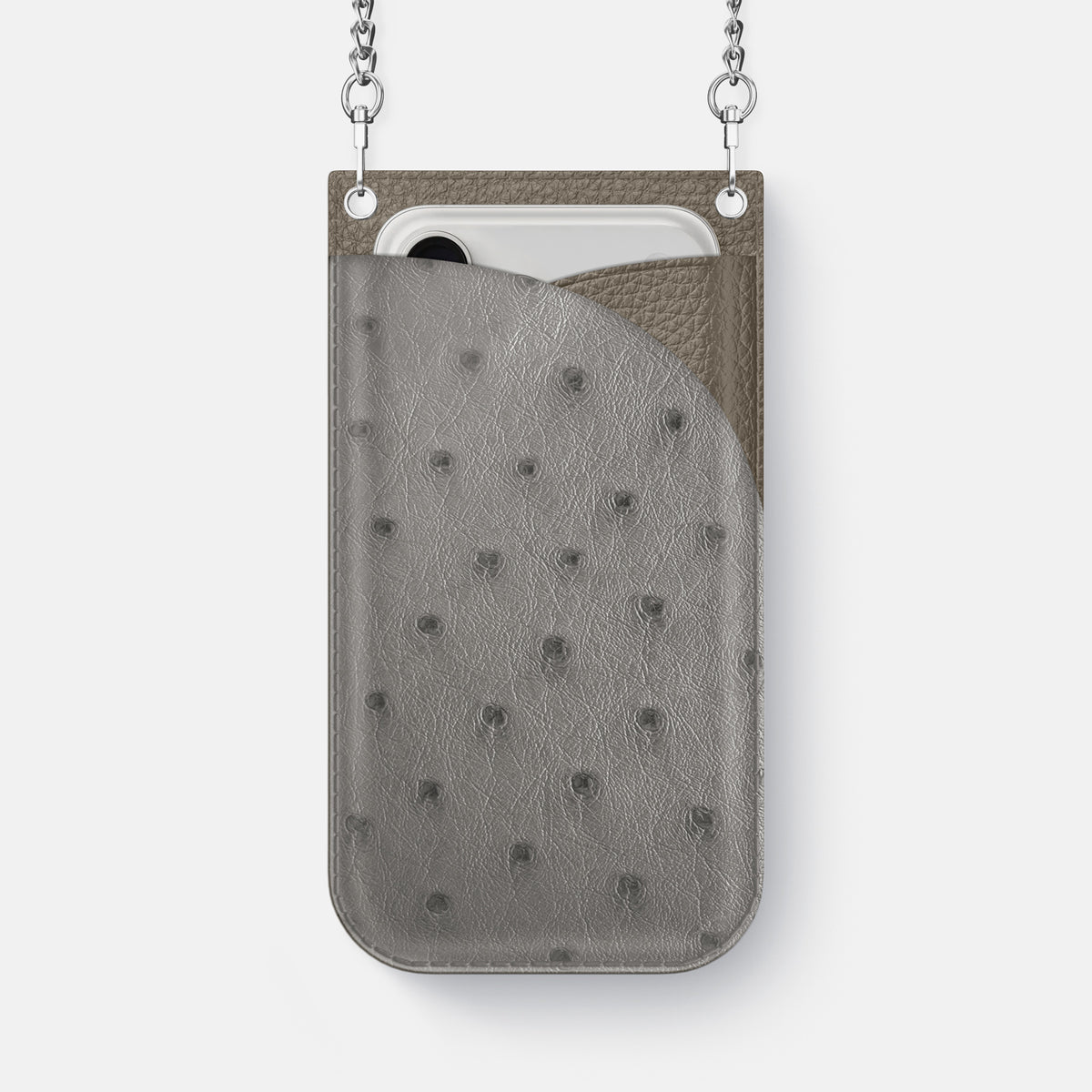 Crossbody Bag For iPhone 17 Pro Max In Ostrich -1 | Grey-Steel