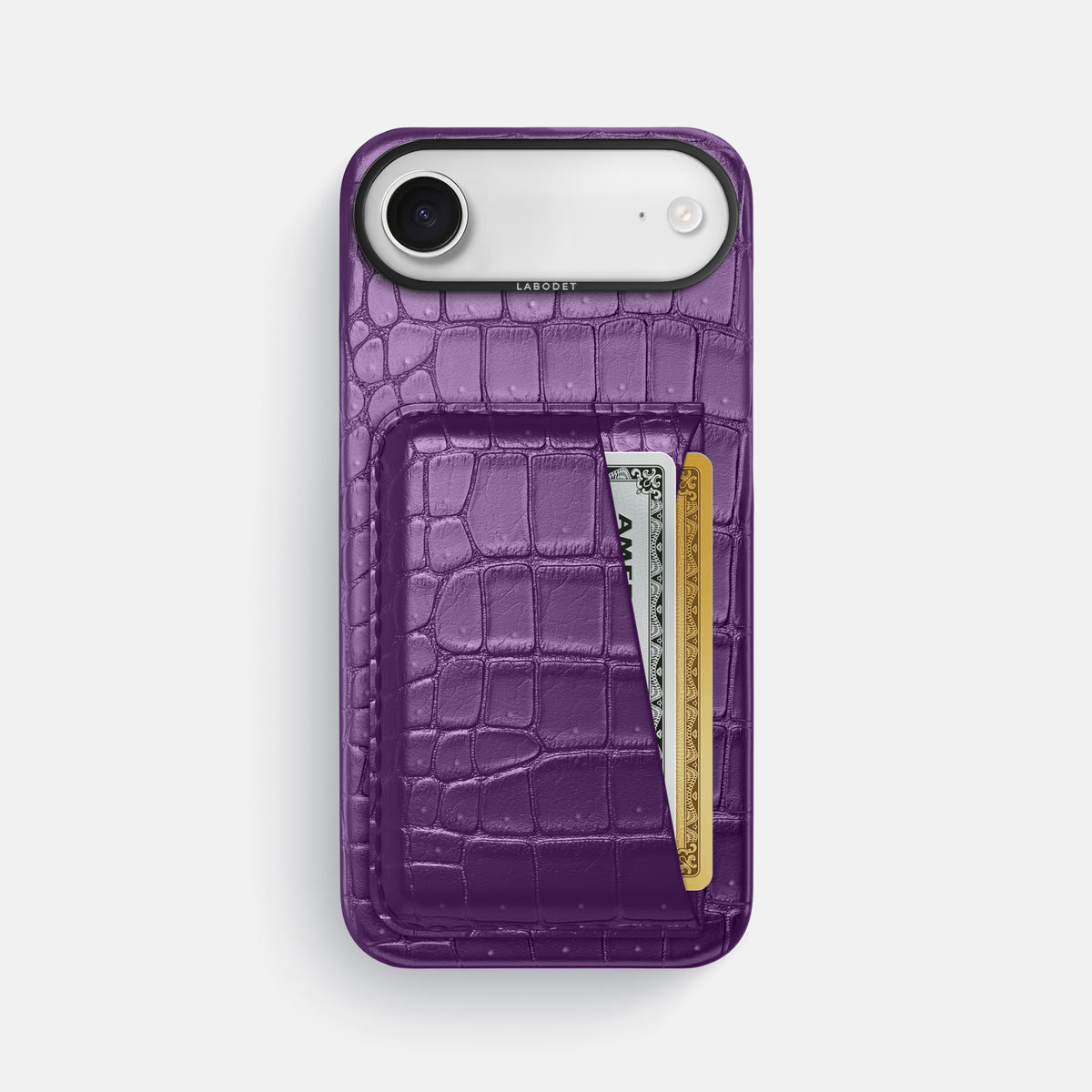 Double Card Case For iPhone 17 Air In Porosus Crocodile -1 | Purple-Black