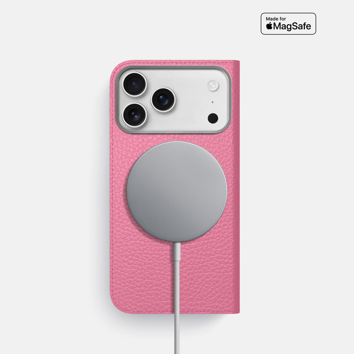 Folio Case For iPhone 18 Pro In Calf -3 | Pink-Steel