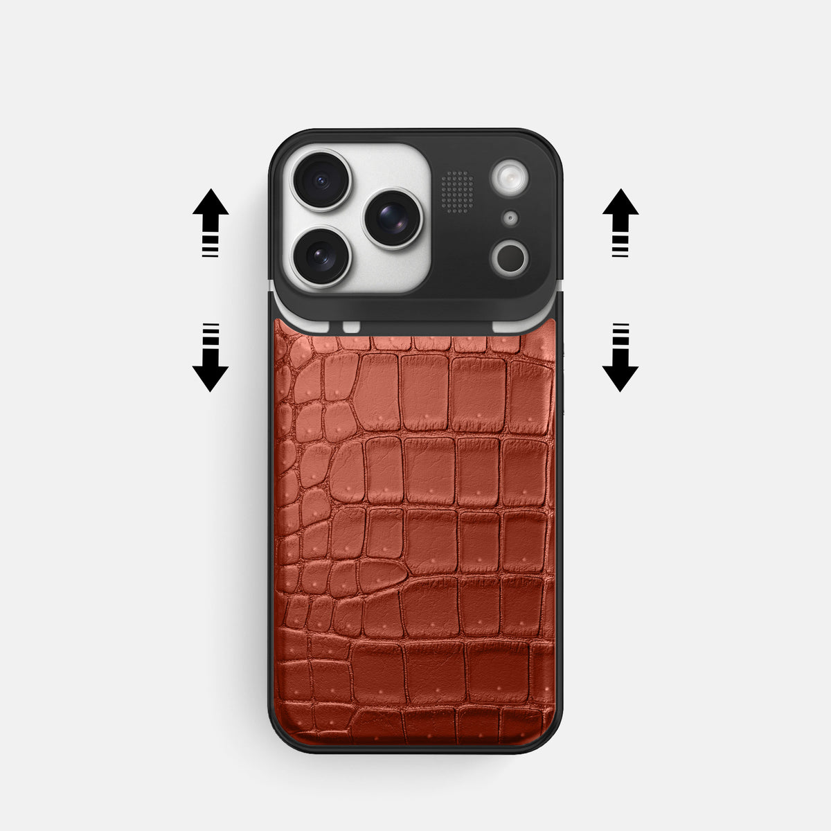 Metal Case For iPhone 17 Pro In Porosus Crocodile -2 | Nuts-Black