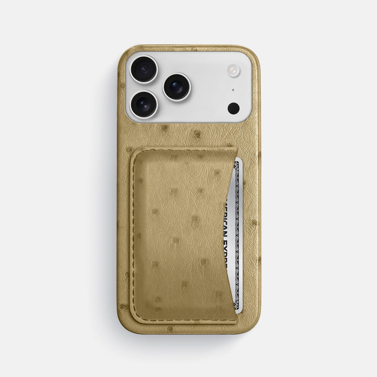 Slim Card Case For iPhone 18 Pro Max In Ostrich -1 | Desert-Sand