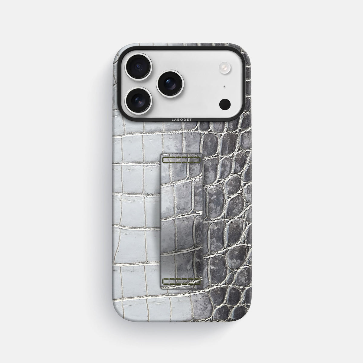 Finger Case For iPhone 18 Pro Max In Himalayan Crocodile -1 | Silver-Black