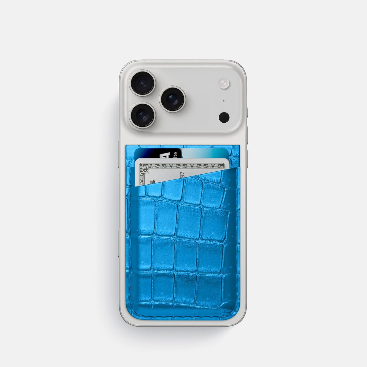 MagSafe Wallet For iPhone 17 Pro In Porosus Crocodile -1 | Blue-Lagoon